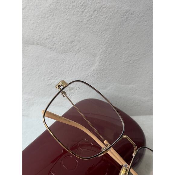 NEW Gucci GG0445O Gold Brown Metal Oversized Square Frames main image 5